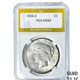 1926-S Silver Peace Dollar PGA MS64