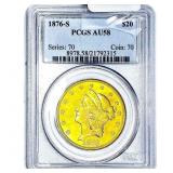 1876-S $20 Gold Double Eagle PCGS AU58