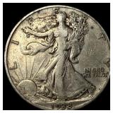 1938-D Silver Walking Liberty Half Dollar  NEARLY