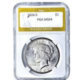 1926-S Silver Peace Dollar PGA MS64