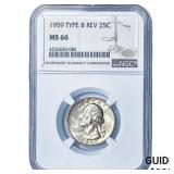 1959 Washington Silver Quarter NGC MS66 Type B Rev