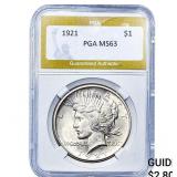1921 Silver Peace Dollar PGA MS63