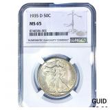 1935-D Walking Liberty Half Dollar NGC MS65