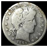 1893-S Silver Barber Half Dollar LIGHTLY  CIRCULA