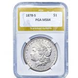 1878-S Morgan Silver Dollar PGA MS64