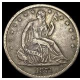 1871-S Silver Seated Liberty Half Dollar  NEARLY