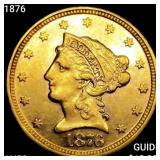 1876 $2.50 Gold Quarter Eagle CHOICE AU