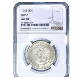 1946 Iowa Half Dollar NGC MS68