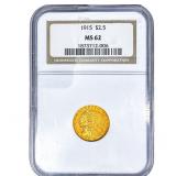 1915 $2.50 Gold Quarter Eagle NGC MS62