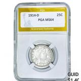 1914-D Barber Quarter PGA MS64