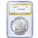 1921-D Morgan Silver Dollar PGA MS64