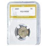 1883 Shield Nickel PGA MS66