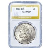 1882-O/S Morgan Silver Dollar PGA MS64