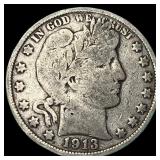 1913 Silver Barber Half Dollar NICELY  CIRCULATED