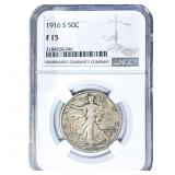 1916-S Walking Liberty Half Dollar NGC F15