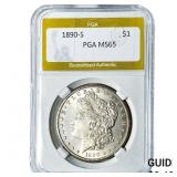 1890-S Morgan Silver Dollar PGA MS65