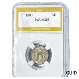1883 Shield Nickel PGA MS66