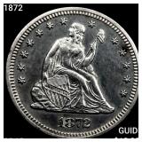 1872 Seated Liberty Quarter GEM PROOF