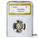 1916-D Buffalo Nickel PGA MS63 Rotated Dies