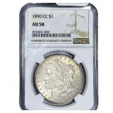 1890-CC Morgan Silver Dollar NGC AU58
