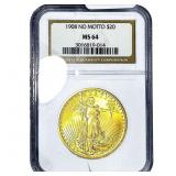 1908 $20 Gold Double Eagle NGC MS64 No Motto