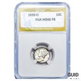1939-D Mercury Silver Dime PGA MS66 FB