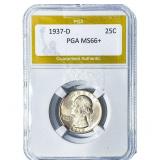 1937-D Washington Silver Quarter PGA MS66+