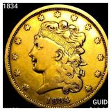 1834 $5 Gold Half Eagle CLOSELY UNCIRCULATED
