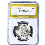 1925-S Franklin Half Dollar PGA MS64 FBL