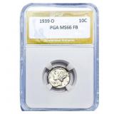 1939-D Mercury Silver Dime PGA MS66 FB