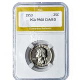 1953 Washington Silver Quarter PGA PR68 Cameo