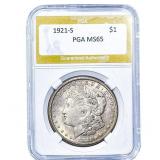 1921-S Morgan Silver Dollar PGA MS65
