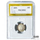 1835 Capped Bust Dime PGA MS61