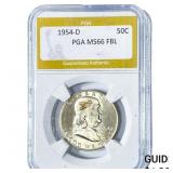 1954-D Franklin Half Dollar PGA MS66 FBL
