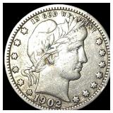 1902-O Silver Barber Quarter NEARLY  UNCIRCULATED