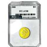 1866 $3 Gold Piece PCI AU50