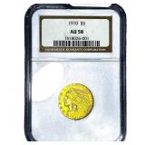 1910 $5 Gold Half Eagle NGC AU58