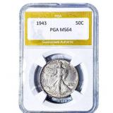 1943 Walking Liberty Half Dollar PGA MS64