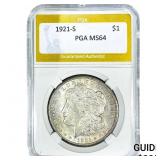 1921-S Morgan Silver Dollar PGA MS64