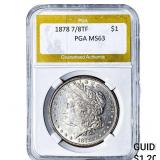 1878 7/8TF Morgan Silver Dollar PGA MS63