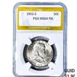 1925-S Franklin Half Dollar PGA MS64 FBL