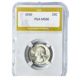 1936 Washington Silver Quarter PGA MS66