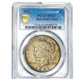 1921 Silver Peace Dollar PCGS MS63 High Relief