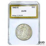 1942-S Walking Liberty Half Dollar PCI AU58