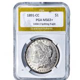 1891-CC Morgan Silver Dollar PGA MS63+ VAM-3 Spitt