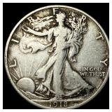 1918-S Silver Walking Liberty Half Dollar  LIGHTL