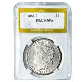 1886-S Morgan Silver Dollar PGA MS63+