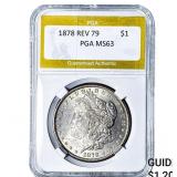 1878 Rev 79 Morgan Silver Dollar PGA MS63