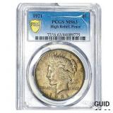 1921 Silver Peace Dollar PCGS MS63 High Relief