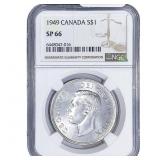 1949 Canada Silver Dollar - George VI NGC SP66